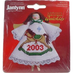 Janlynn Christmas Quickies Rocking Horse 2003 Counted Cross Stitch Angel Vintage